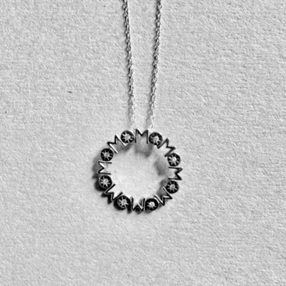 NWT - STERLING SILVER CUBIC ZIRCONIA Gorgeous Mom Pendant Necklace, 18"